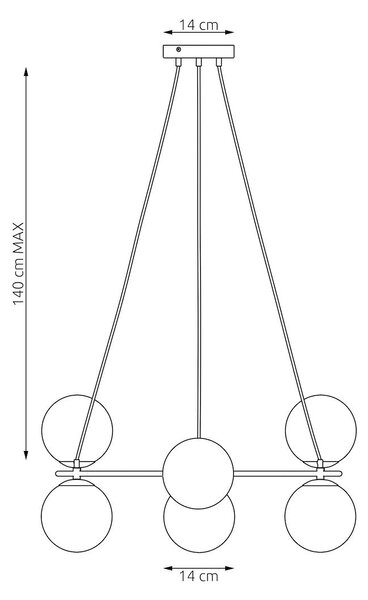 Závěsné svítidlo AZURA 6 – moka, opálové sklo, 6× E14, šířka 75 cm