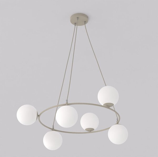 Závěsné svítidlo AZURA 6 – moka, opálové sklo, 6× E14, šířka 75 cm