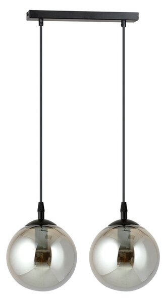 Závěsné svítidlo COSMO 2 – černé, grafitové sklo, 2× E14, šířka 40 cm