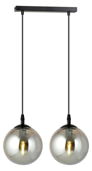 Závěsné svítidlo COSMO 2 – černé, grafitové sklo, 2× E14, šířka 40 cm