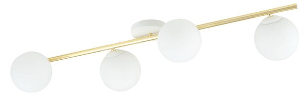 Stropní svítidlo SPLENDI 4 – bílé, opálové sklo, 4× E14, šířka 100 cm