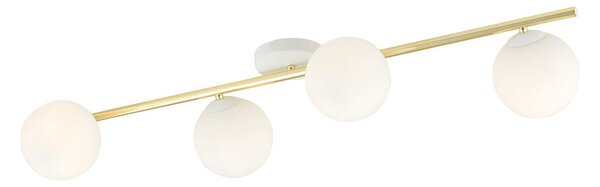 Stropní svítidlo SPLENDI 4 – bílé, opálové sklo, 4× E14, šířka 100 cm