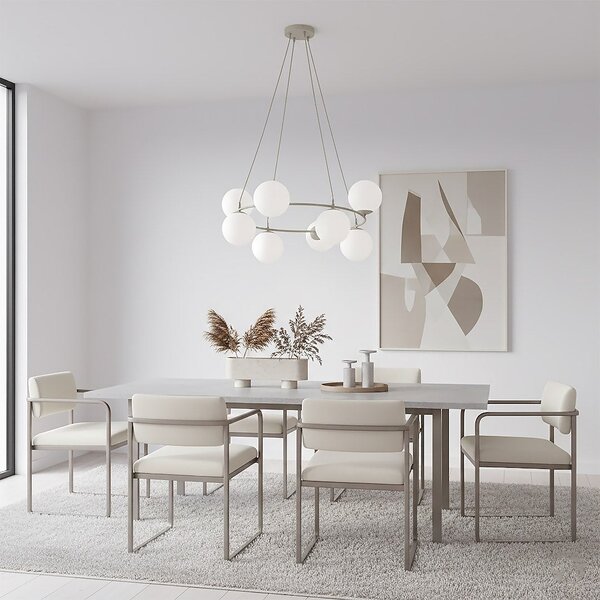 Závěsné svítidlo AZURA 8 – moka, opálové sklo, 8× E14, šířka 86 cm