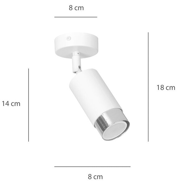 Stropní svítidlo HIRO 1 – bílé / chromové, 1× GU10, šířka 8 cm