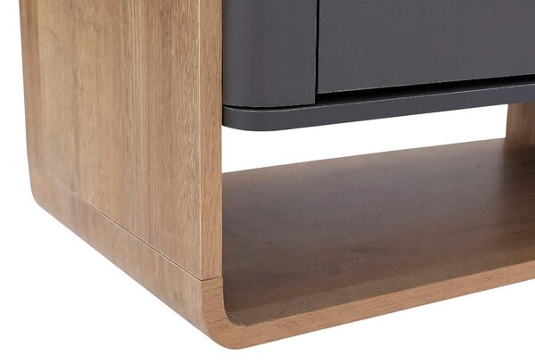 Highboard HWC-P43, vysoká skříň, příborník, komoda, 5 zásuvek, MDF, 155 x 80 x 41 cm vzhled dubu Rivera, tmavě šedá
