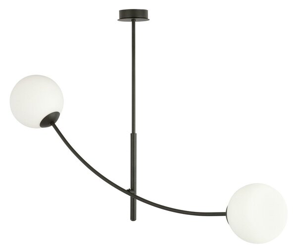 Stropní svítidlo HUNTER 2 – černé, opálové sklo, 2× E14, šířka 83 cm