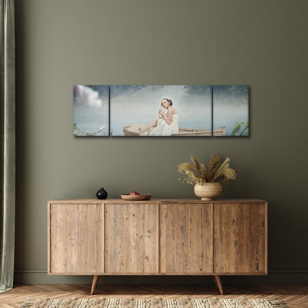 Obraz - Žena na loďce (170x50 cm)