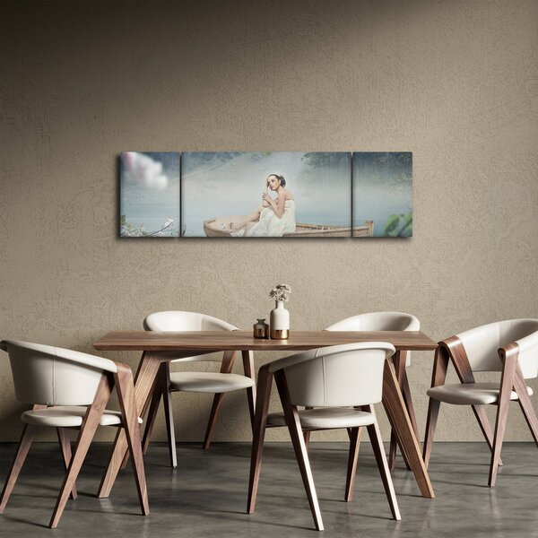 Obraz - Žena na loďce (170x50 cm)