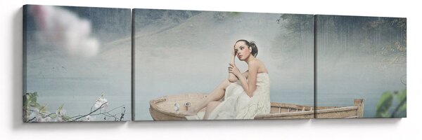Obraz - Žena na loďce (170x50 cm)
