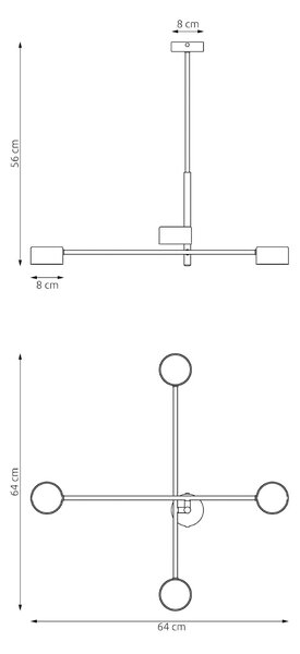 Stropní svítidlo NATSU 4 – moka, 4× GX53, šířka 64 cm