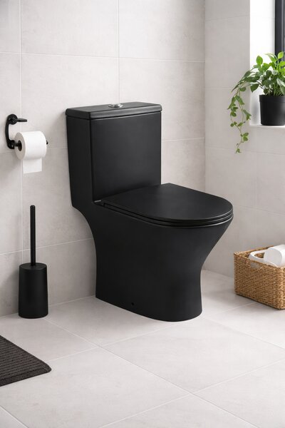 Černé kombi WC BLACK LINE s nádržkou a sedátkem