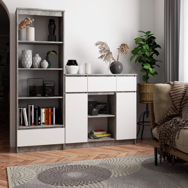Ak furniture Komoda Baros 100 cm beton/bílá