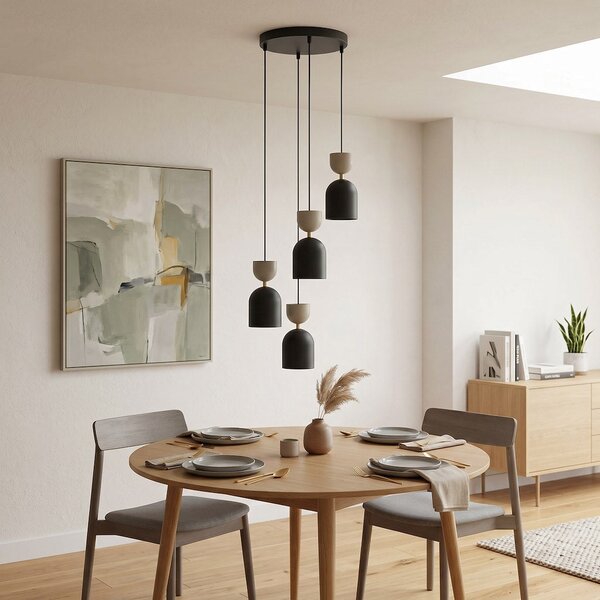 Závěsné svítidlo GAUDI 4 PREM – černé / moka, 3× E14, šířka 38 cm