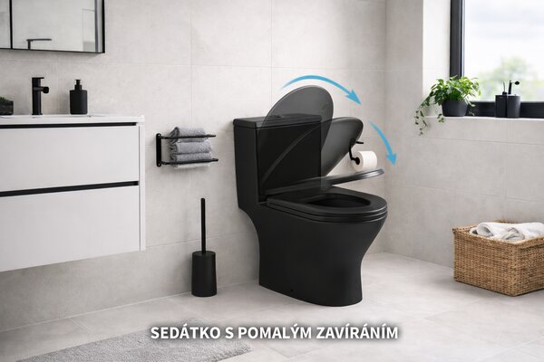 Černé kombi WC BLACK LINE s nádržkou a sedátkem