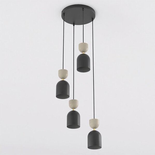Závěsné svítidlo GAUDI 4 PREM – černé / moka, 3× E14, šířka 38 cm