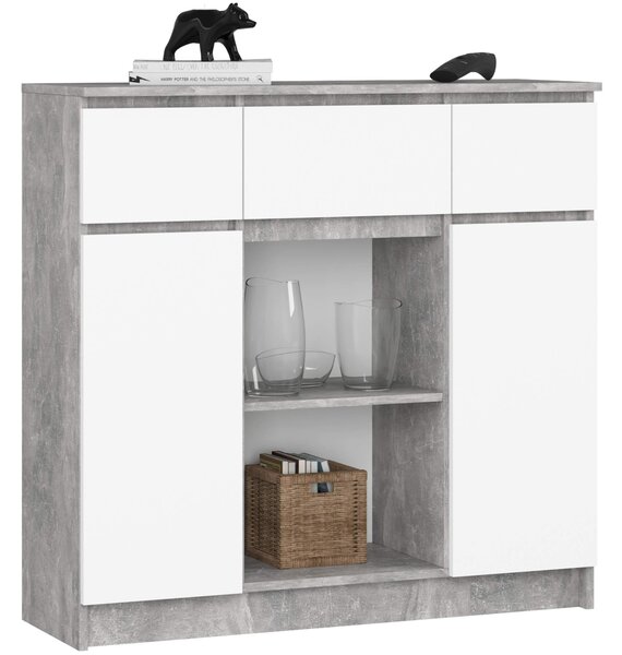 Ak furniture Komoda Baros 100 cm beton/bílá