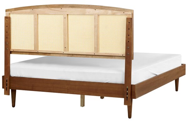 LED postel Ratan VARZY 160 x 200 cm Hnědá