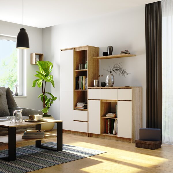 Ak furniture Komoda Baros 100 cm dub sonoma/bílá