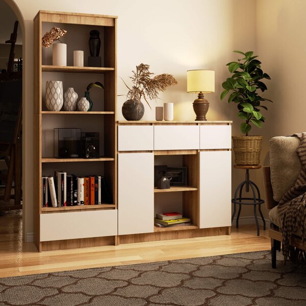 Ak furniture Komoda Baros 100 cm dub sonoma/bílá