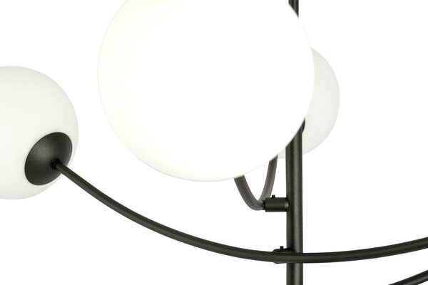 Stropní svítidlo HUNTER 4 – černé, opálové sklo, 4× E14, šířka 89 cm