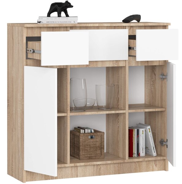 Ak furniture Komoda Baros 100 cm dub sonoma/bílá