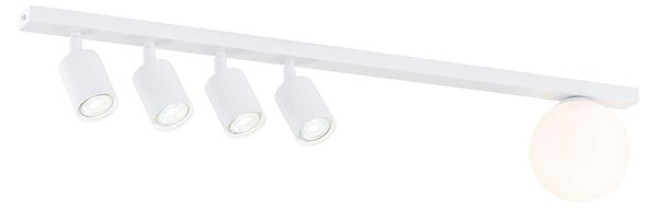 Stropní svítidlo BASTER 5 – celobílé, sklo, 5× GU10/E14, šířka 90 cm