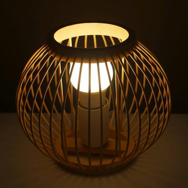 Bambusová stolní lampa s LED žárovkou, teplá bílá