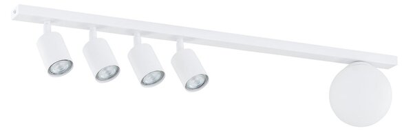 Stropní svítidlo BASTER 5 – celobílé, sklo, 5× GU10/E14, šířka 90 cm