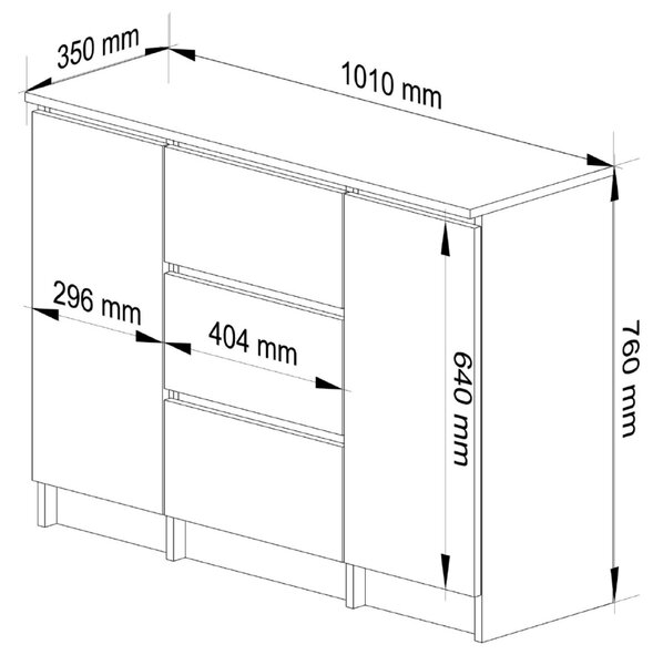 Ak furniture Komoda Girgo 101 cm bílá