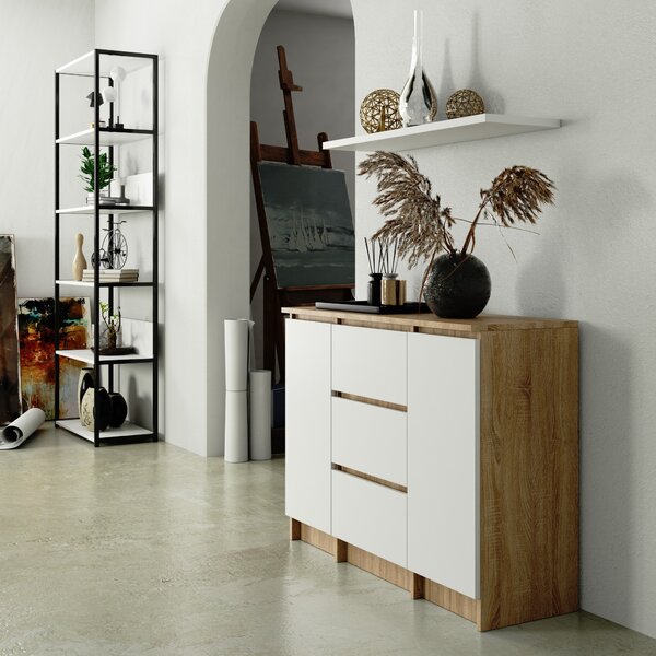 Ak furniture Komoda Girgo 101 cm dub sonoma/bílá