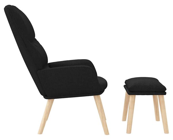 Relaxační křeslo se stoličkou černé textil 3097348