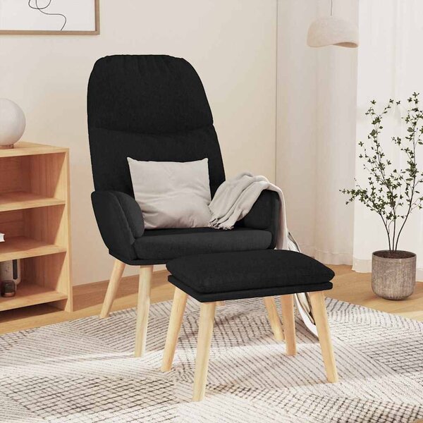 Relaxační křeslo se stoličkou černé textil 3097348