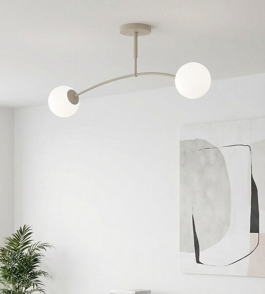 Stropní svítidlo PREGOS 2 – moka, opálové sklo, 2× E14, šířka 90 cm