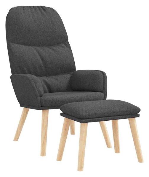 Relaxační křeslo se stoličkou tmavě šedé textil 3097343