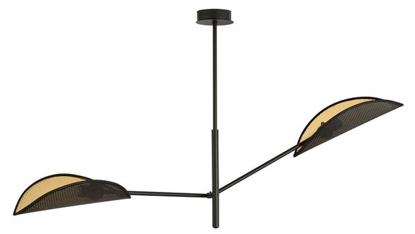 Stropní svítidlo VENE 2 – černé, zlatá textilní stínidla, 2× E14, šířka 102 cm