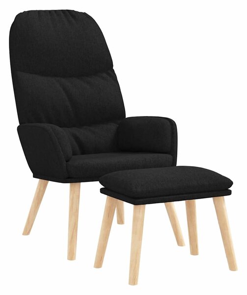 Relaxační křeslo se stoličkou černé textil 3097348