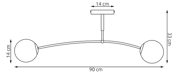 Stropní svítidlo PREGOS 2 – moka, opálové sklo, 2× E14, šířka 90 cm
