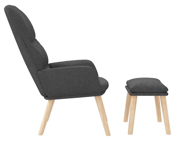 Relaxační křeslo se stoličkou tmavě šedé textil 3097343