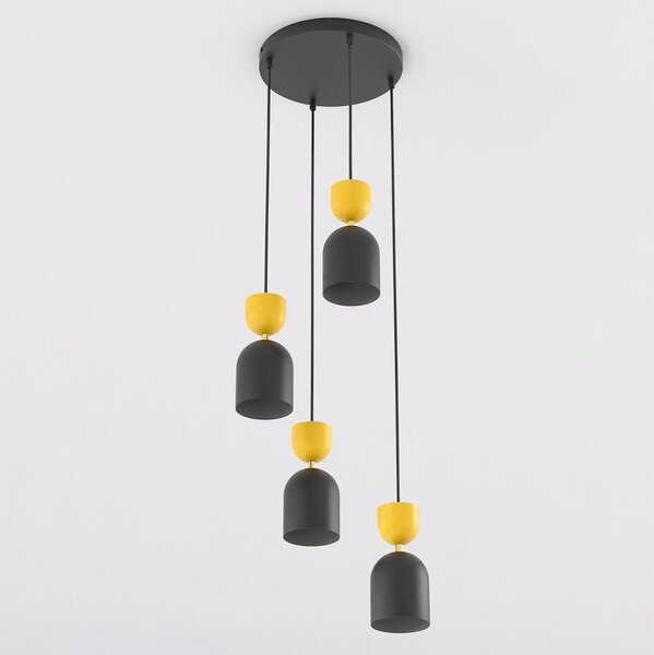 Závěsné svítidlo GAUDI 4 PREM – černé / oranžové, 3× E14, šířka 38 cm