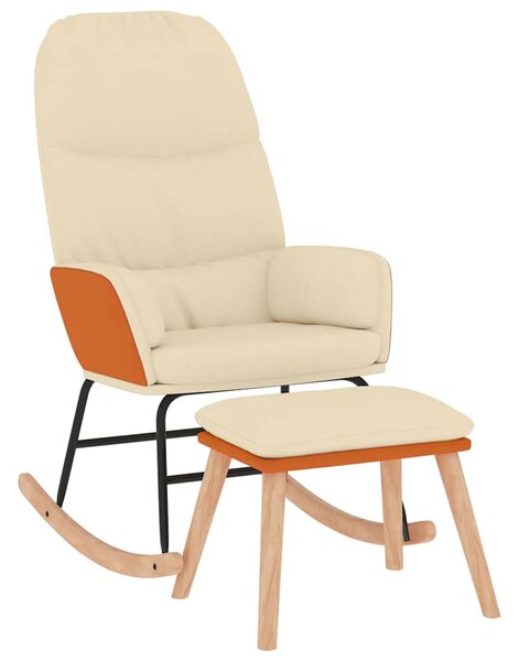 Houpací křeslo se stoličkou krémově bílé textil 3097403