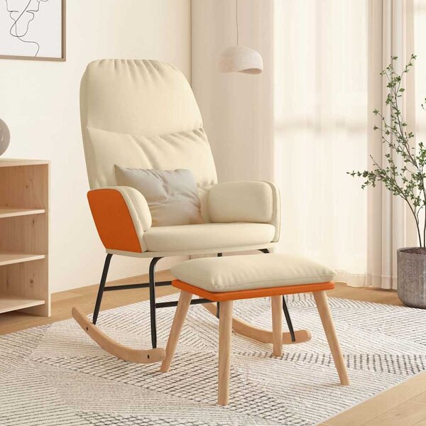 Houpací křeslo se stoličkou krémově bílé textil 3097403