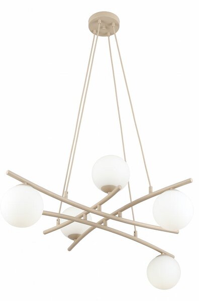 Závěsné svítidlo ESSA 5 – moka, opálové sklo, 5× E14, šířka 100 cm