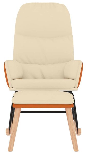 Houpací křeslo se stoličkou krémově bílé textil 3097403