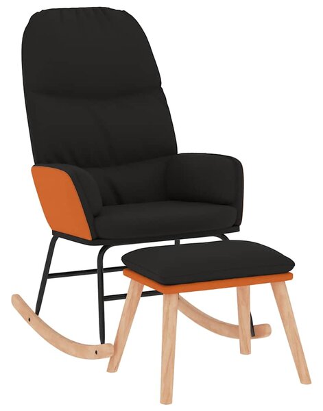Houpací křeslo se stoličkou černé textil 3097406