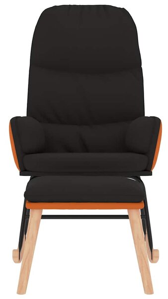 Houpací křeslo se stoličkou černé textil 3097406