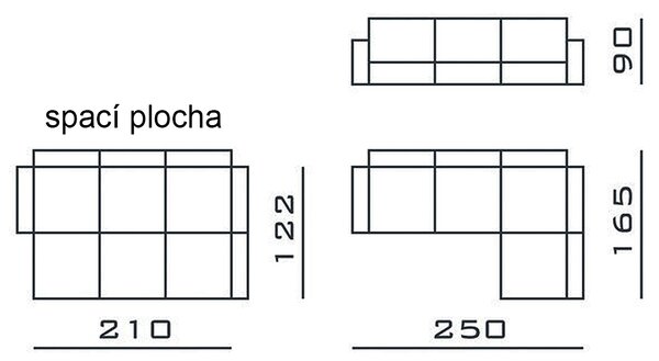 Sedací souprava NIKO | 165x250 cm | LEVÁ | rozkládací + úložný prostor | VÝBĚR TKANIN