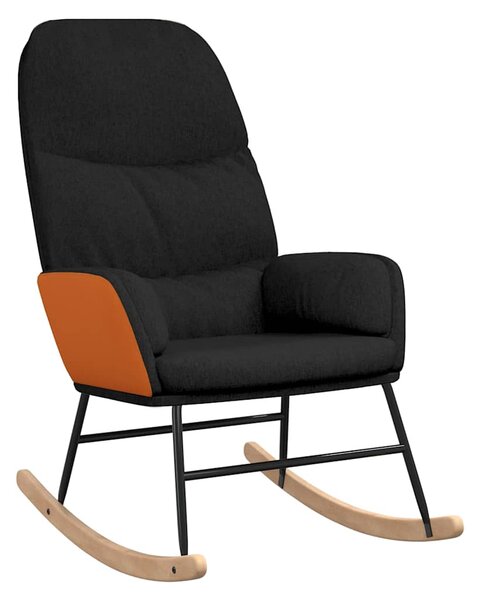 Houpací křeslo se stoličkou černé textil 3097406