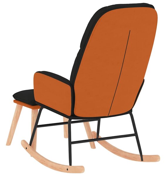 Houpací křeslo se stoličkou černé textil 3097406