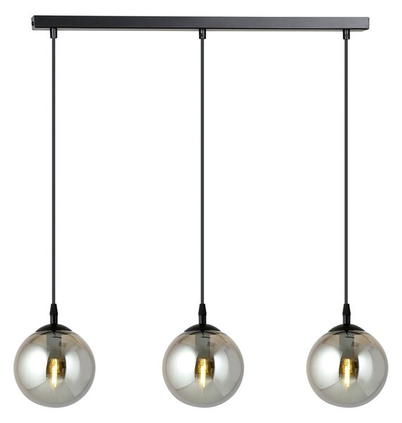 Závěsné svítidlo COSMO 3 – černé, grafitové sklo, 3× E14, šířka 70 cm