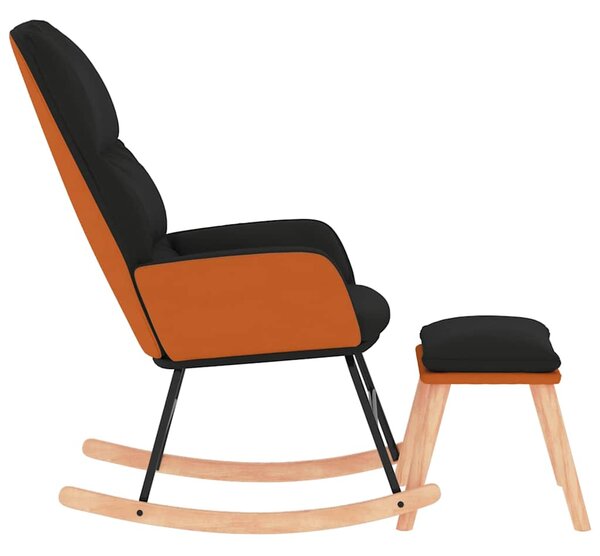 Houpací křeslo se stoličkou černé textil 3097406
